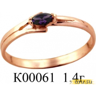 Золотое кольцо 585 пробы с фианитом, К00061