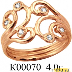 Золотое кольцо 585 пробы с фианитом, К00070