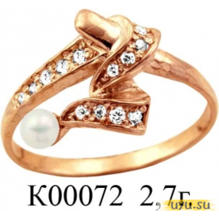 Золотое кольцо 585 пробы с фианитом, К00072
