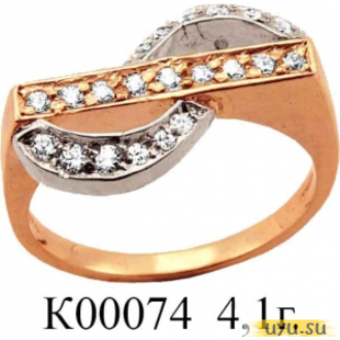Золотое кольцо 585 пробы с фианитом, К00074