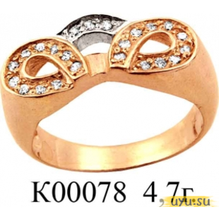 Золотое кольцо 585 пробы с фианитом, К00078