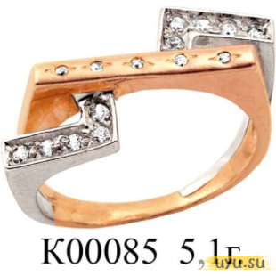 Золотое кольцо 585 пробы с фианитом, К00085