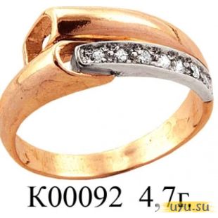 Золотое кольцо 585 пробы с фианитом, К00092