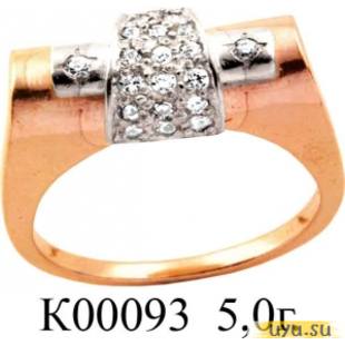Золотое кольцо 585 пробы с фианитом, К00093