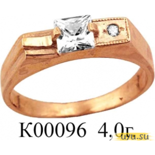 Золотое кольцо 585 пробы с фианитом, К00096