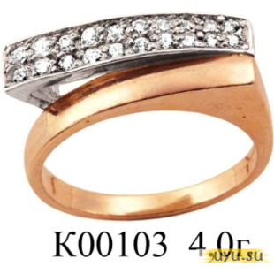 Золотое кольцо 585 пробы с фианитом, К00103