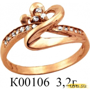 Золотое кольцо 585 пробы с фианитом, К00106