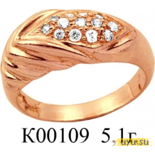Золотое кольцо 585 пробы с фианитом, К00109