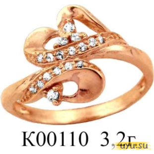 Золотое кольцо 585 пробы с фианитом, К00110