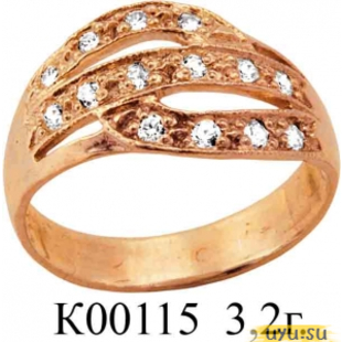 Золотое кольцо 585 пробы с фианитом, К00115