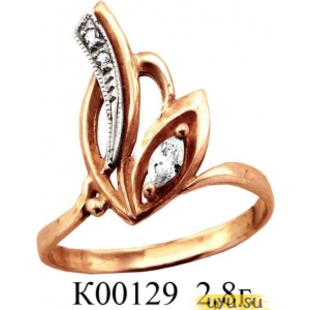 Золотое кольцо 585 пробы с фианитом, К00129
