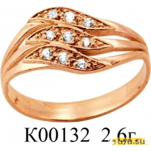 Золотое кольцо 585 пробы с фианитом, К00132