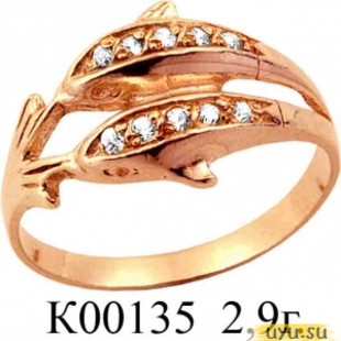 Золотое кольцо 585 пробы с фианитом, К00135