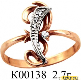 Золотое кольцо 585 пробы с фианитом, К00138
