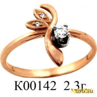 Золотое кольцо 585 пробы с фианитом, К00142
