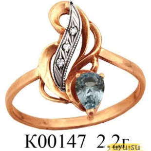 Золотое кольцо 585 пробы с фианитом, К00147