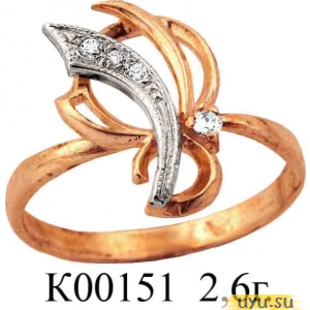 Золотое кольцо 585 пробы с фианитом, К00151