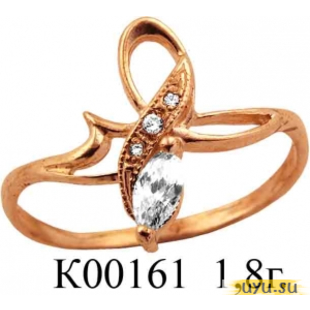 Золотое кольцо 585 пробы с фианитом, К00161
