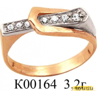 Золотое кольцо 585 пробы с фианитом, К00164