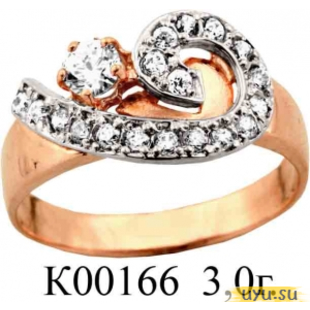 Золотое кольцо 585 пробы с фианитом, К00166
