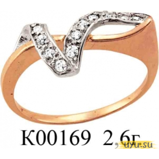 Золотое кольцо 585 пробы с фианитом, К00169