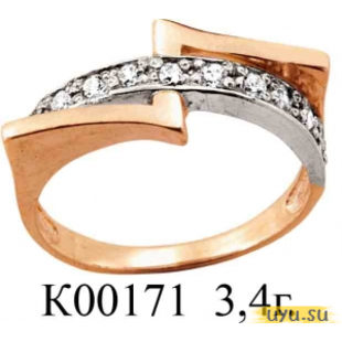 Золотое кольцо 585 пробы с фианитом, К00171