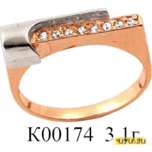 Золотое кольцо 585 пробы с фианитом, К00174