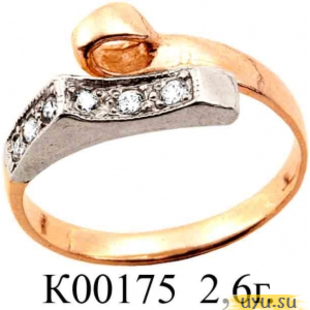 Золотое кольцо 585 пробы с фианитом, К00175
