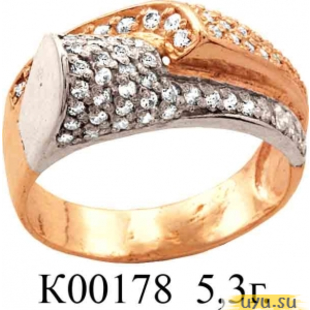 Золотое кольцо 585 пробы с фианитом, К00178