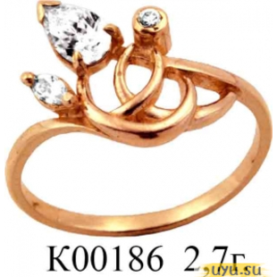 Золотое кольцо 585 пробы с фианитом, К00186