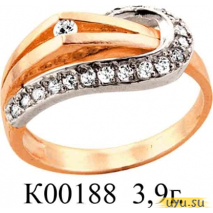 Золотое кольцо 585 пробы с фианитом, К00188