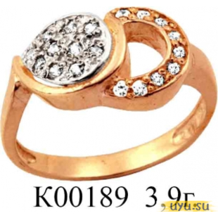 Золотое кольцо 585 пробы с фианитом, К00189