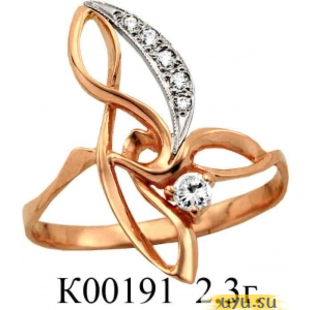 Золотое кольцо 585 пробы с фианитом, К00191