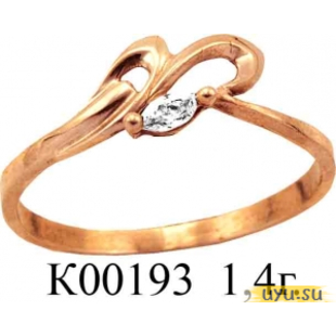 Золотое кольцо 585 пробы с фианитом, К00193