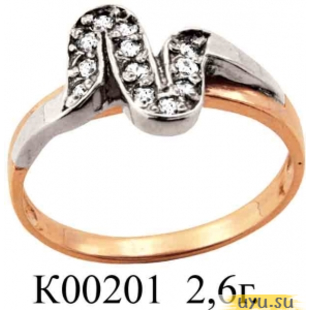 Золотое кольцо 585 пробы с фианитом, К00201