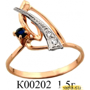 Золотое кольцо 585 пробы с фианитом, К00202