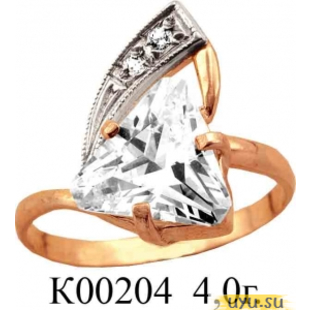 Золотое кольцо 585 пробы с фианитом, К00204