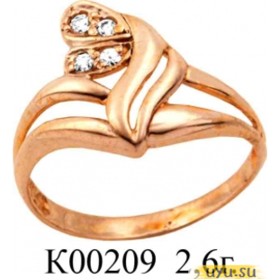 Золотое кольцо 585 пробы с фианитом, К00209