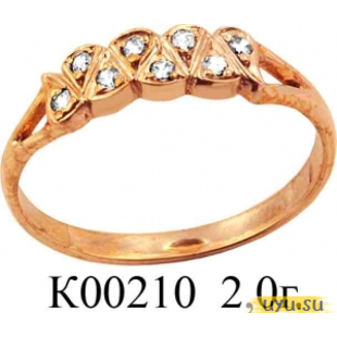 Золотое кольцо 585 пробы с фианитом, К00210