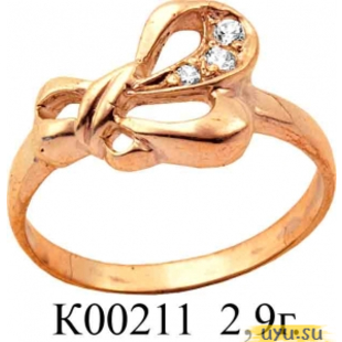 Золотое кольцо 585 пробы с фианитом, К00211