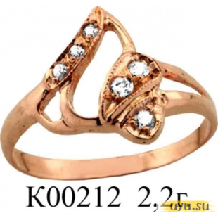 Золотое кольцо 585 пробы с фианитом, К00212