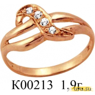 Золотое кольцо 585 пробы с фианитом, К00213