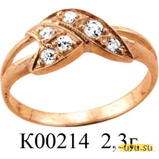 Золотое кольцо 585 пробы с фианитом, К00214