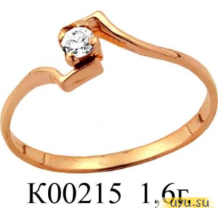 Золотое кольцо 585 пробы с фианитом, К00215