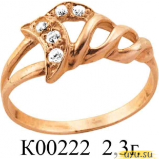 Золотое кольцо 585 пробы с фианитом, К00222