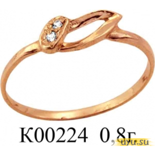 Золотое кольцо 585 пробы с фианитом, К00224