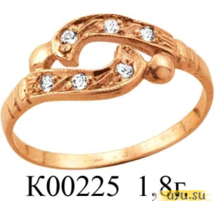 Золотое кольцо 585 пробы с фианитом, К00225