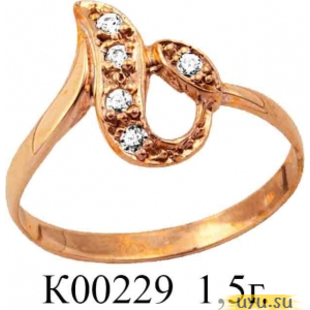 Золотое кольцо 585 пробы с фианитом, К00229
