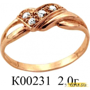 Золотое кольцо 585 пробы с фианитом, К00231