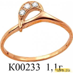Золотое кольцо 585 пробы с фианитом, К00233